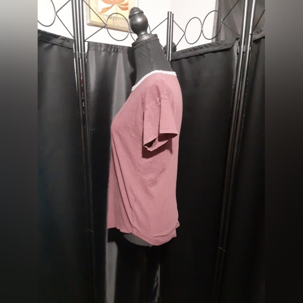 Madewell Shirt Short Sleeve Brown Mauve Tee Wonen's Size XS Coastle Casual - Picture 4 of 6